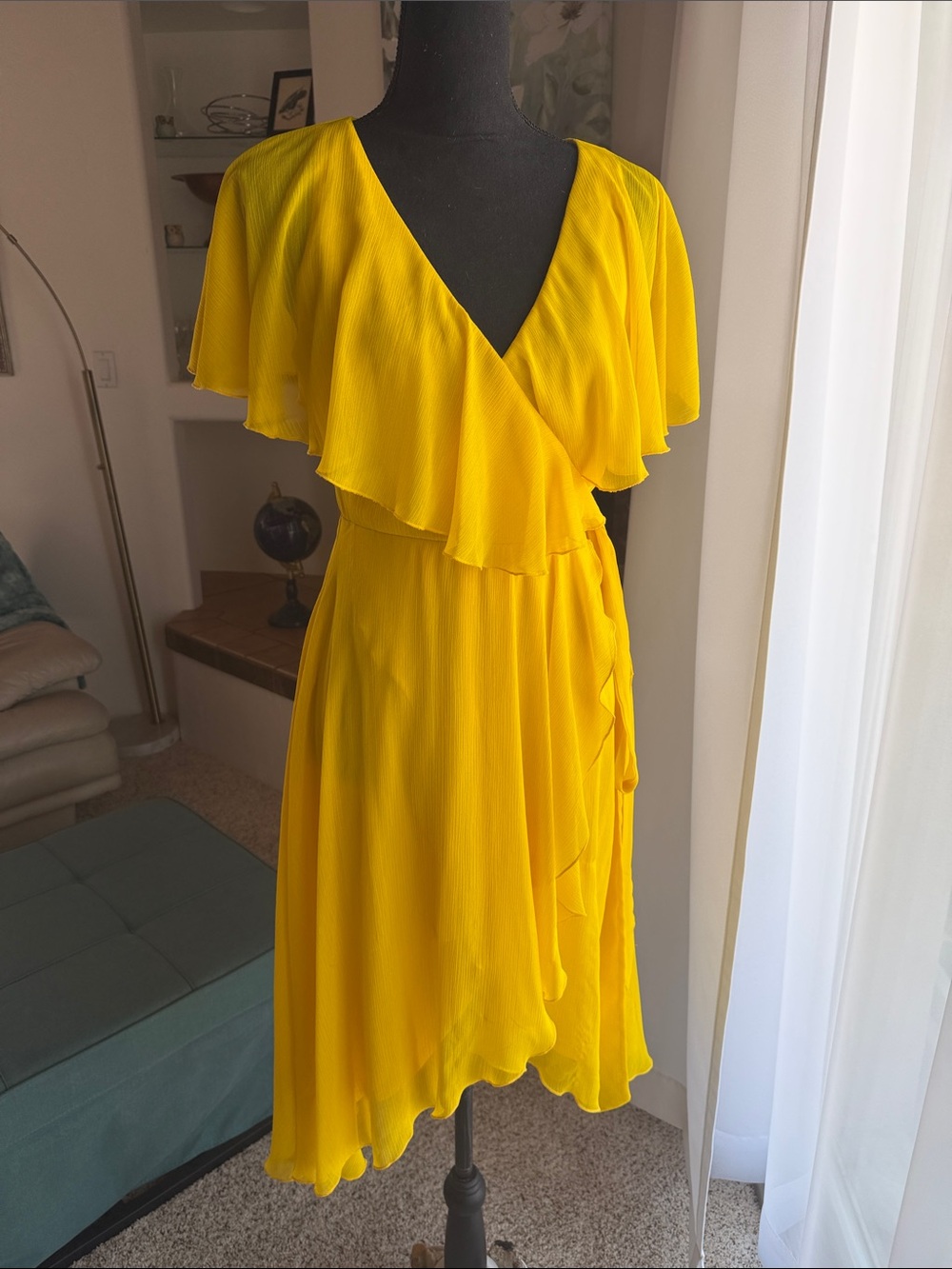 ASOS Bright Yellow Flutter Sleeve Maxi Dress